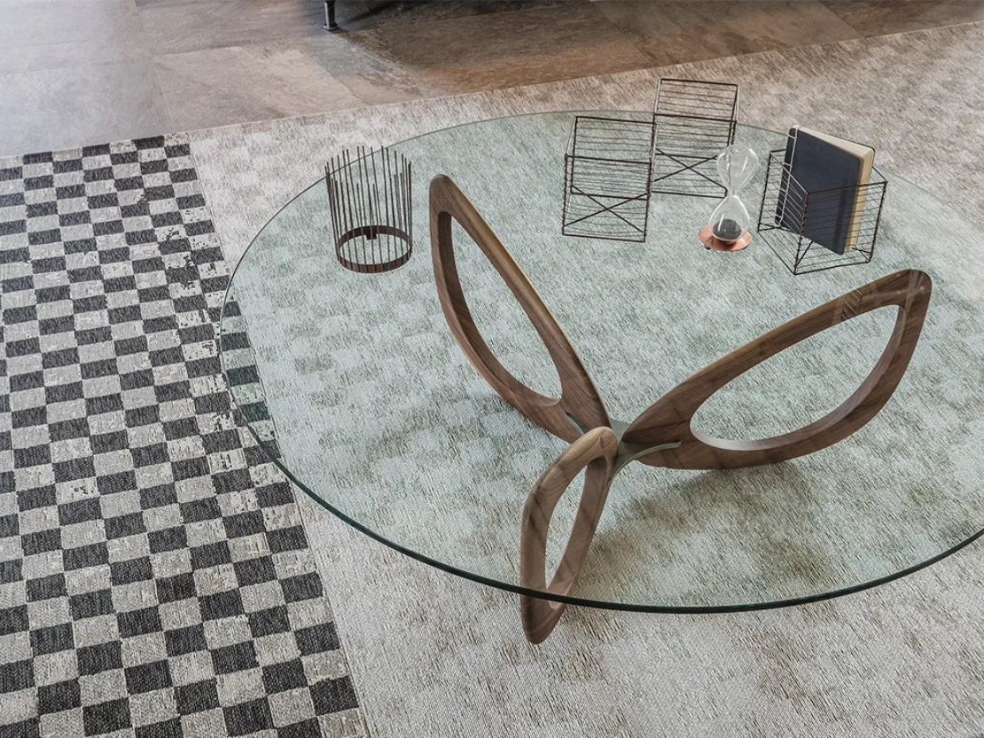 Tavolino in vetro con base in legno Helix di Cattelan Italia