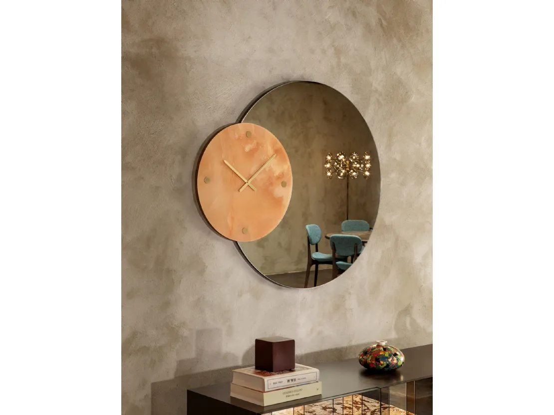 Orologio da parete in grès porcellanato con specchio Leave di Tonin Casa