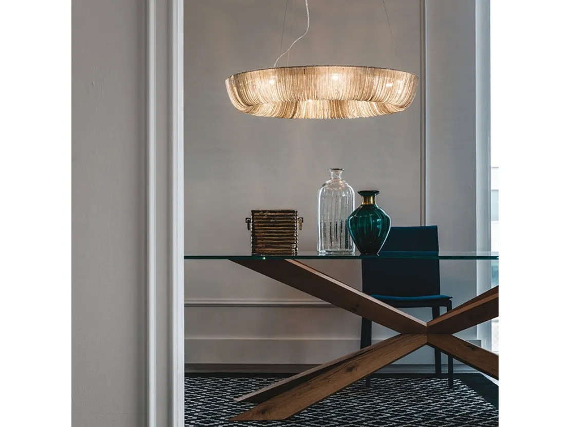 Lampada a sospensione composta da catenelle in alluminio Cellini di Cattelan Italia