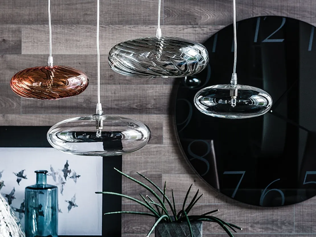 Lampada a sospensione in vetro borosilicato trasparente Lim di Cattelan Italia