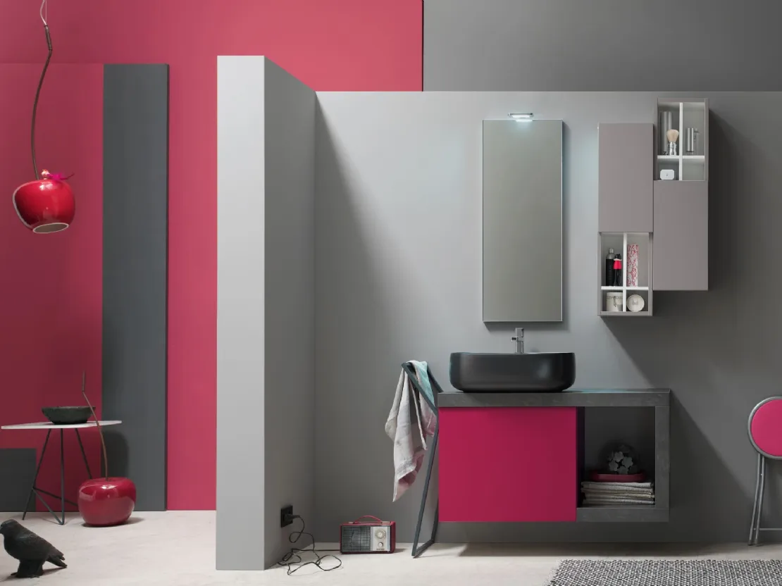 Mobile da Bagno sospeso laccato opaco E-Ly 54 di Arcom