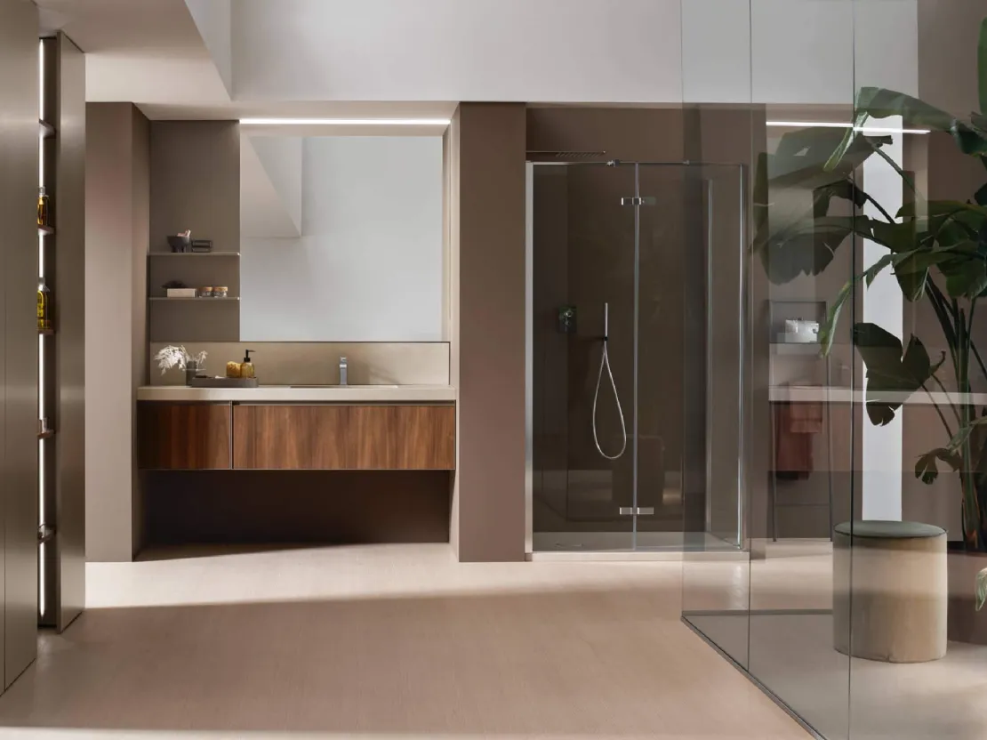 Mobile da Bagno sospeso Shape 25 in noce di Arcom