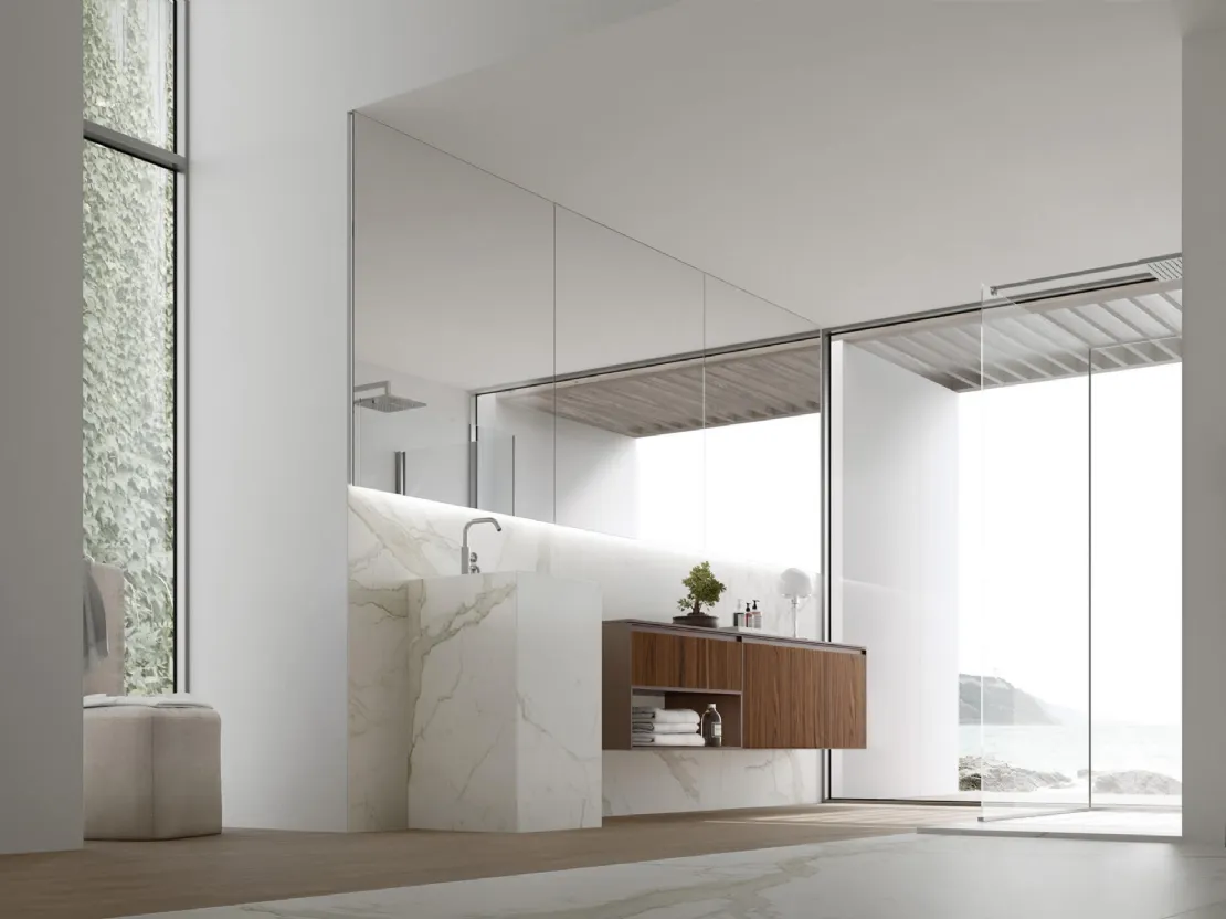 Mobile da Bagno sospeso Shape 30 in noce di Arcom