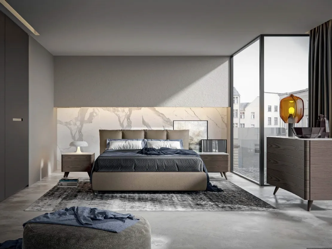 Letto in ecopelle con box contenitore Bros di Veneran