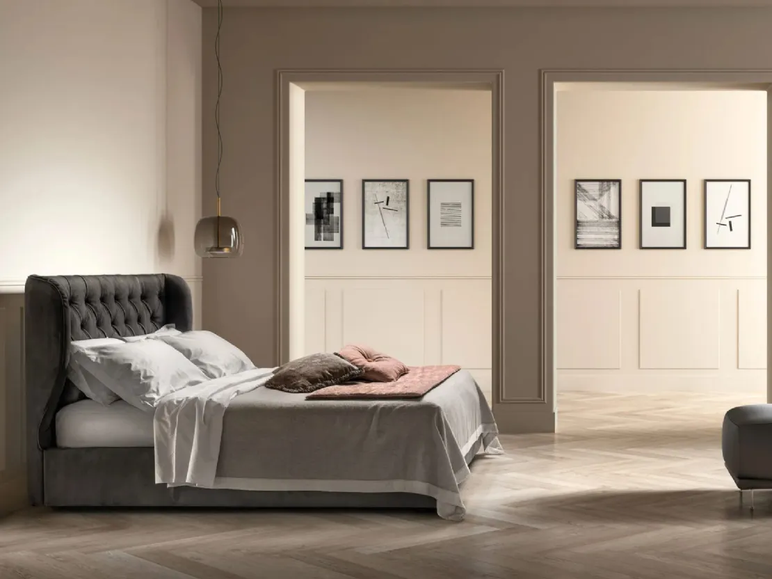 Letto in pelle con testiera Gem di Bside