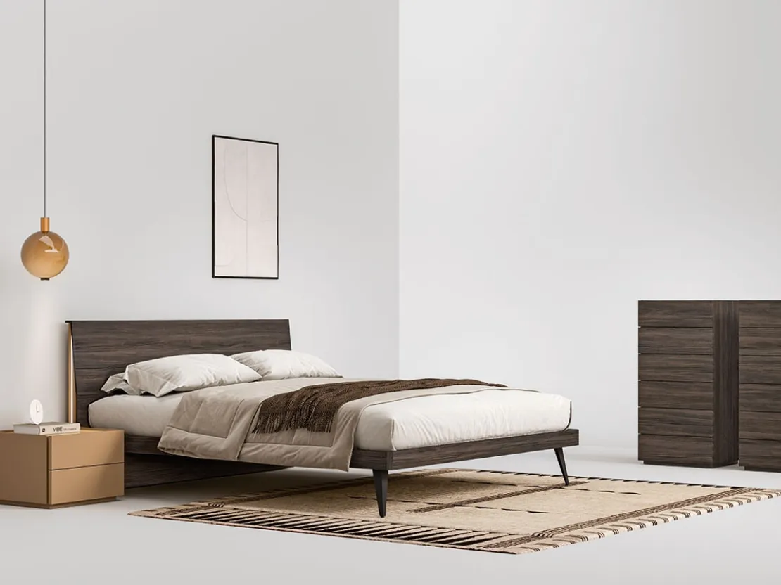 Letto in Rovere Carbone Caleidos di Cinquepuntozero