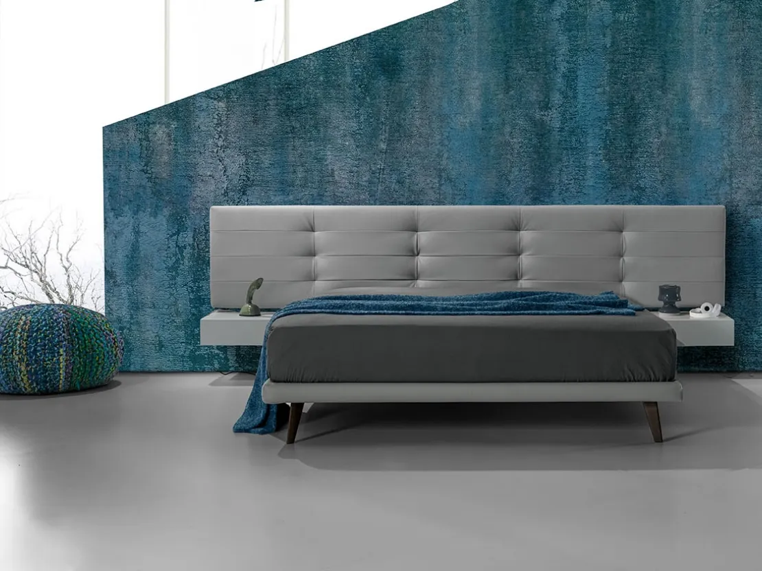 Letto in pelle con testiera trapuntata Twist Tess 290 di Excò