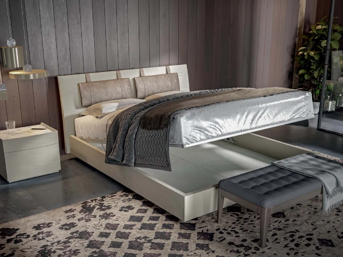 Letto contenitore Movi in frassino laccato corda di Veneran