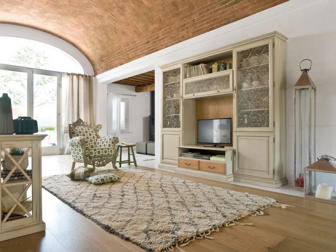 Libreria a muro in legno con ante in vetro serigrafato Giulietta di Tonin Casa