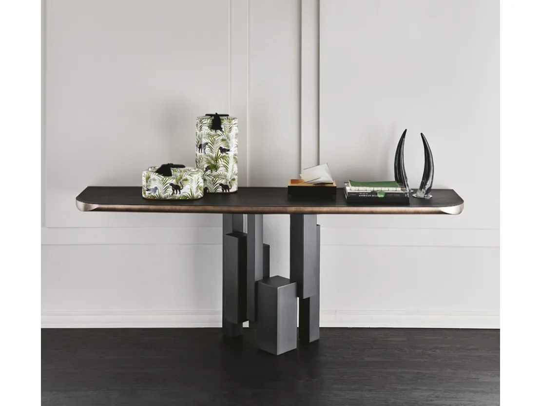Consolle in Olmo e acciaio Skyline Wood-C di Cattelan Italia