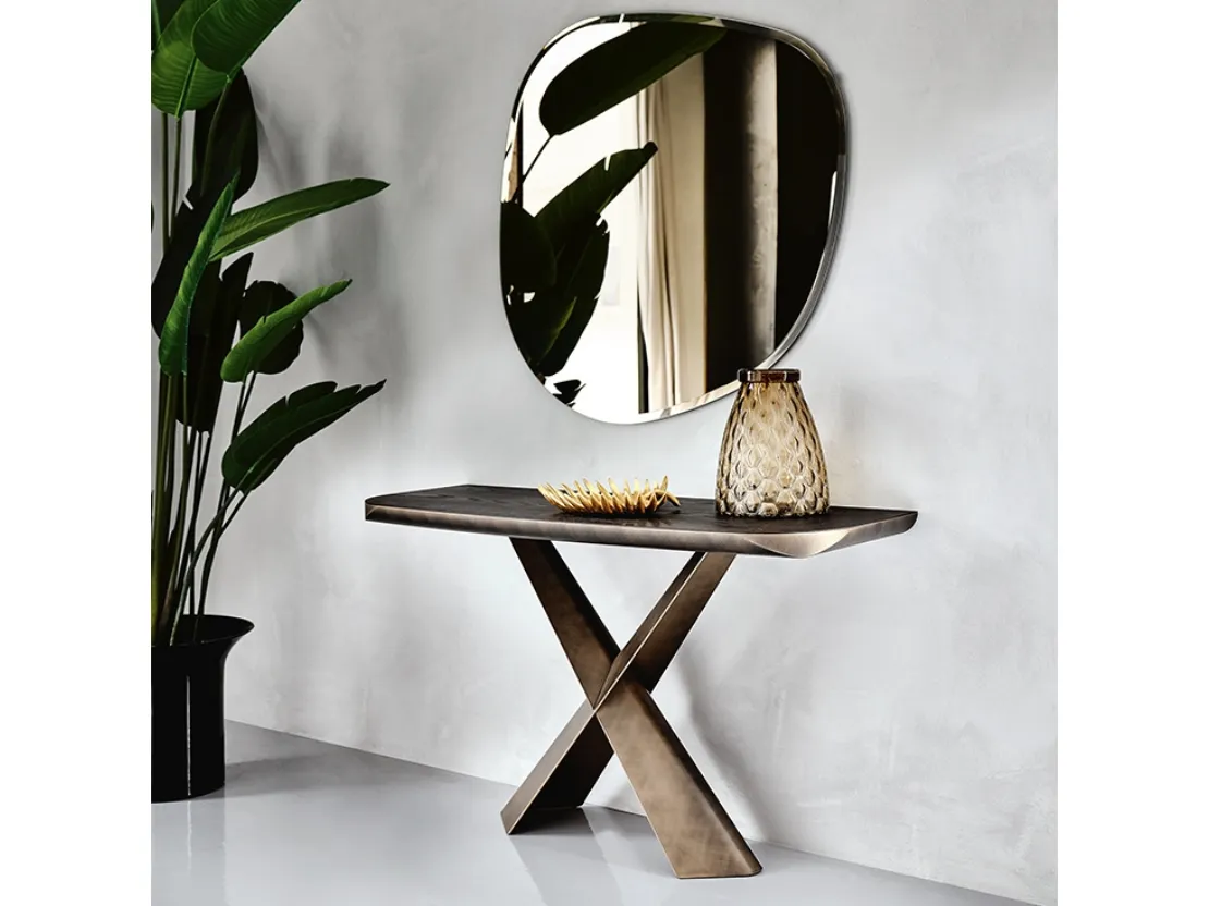 Consolle con piano in legno massello e acciaio Terminal Wood-C di Cattelan Italia