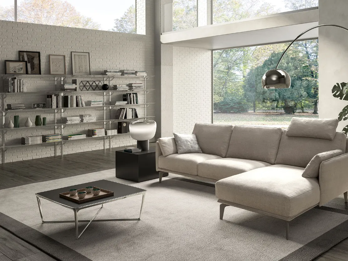 Divano moderno in tessuto con penisola Living Minimal di Samoa