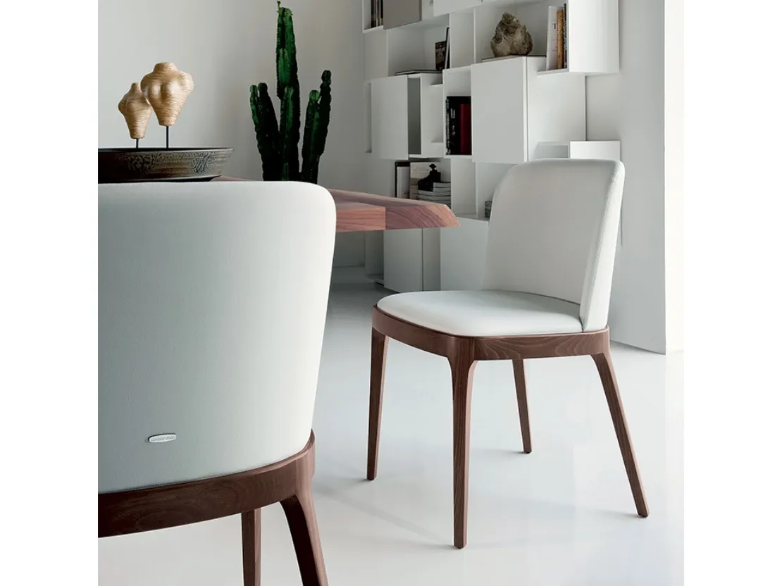 Sedia in pelle senza braccioli Magda di Cattelan Italia