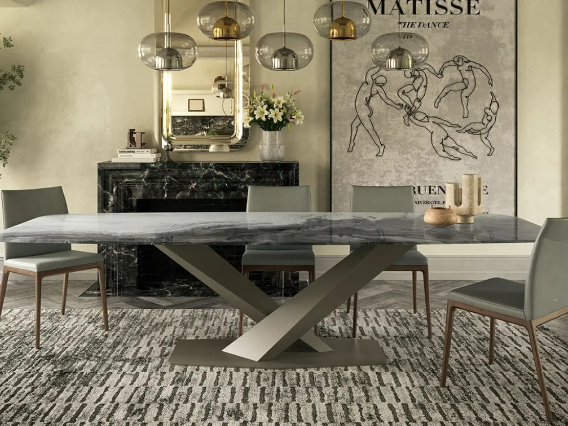 Tavolo con piano in cristallo con stampa artistica decorativa Stratos Crystalart di Cattelan Italia