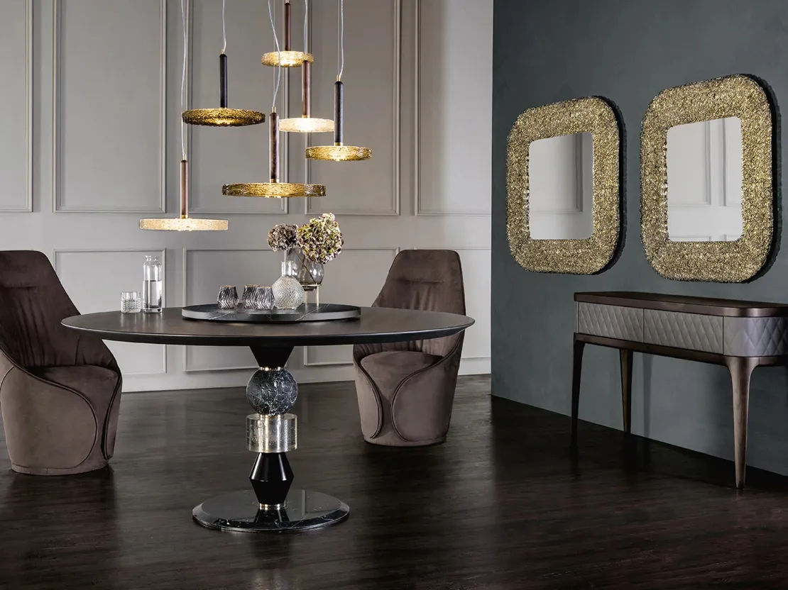 Tavolo rotondo con top in legno Pandora di Tonin Casa