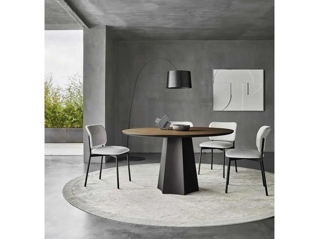 Tavolo rotondo Poliedro in Rovere Termotrattato di Sangiacomo