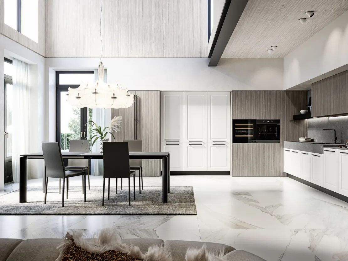 Cucina Classica angolare in laccato a poro aperto e laminato Asolo di Arredo3