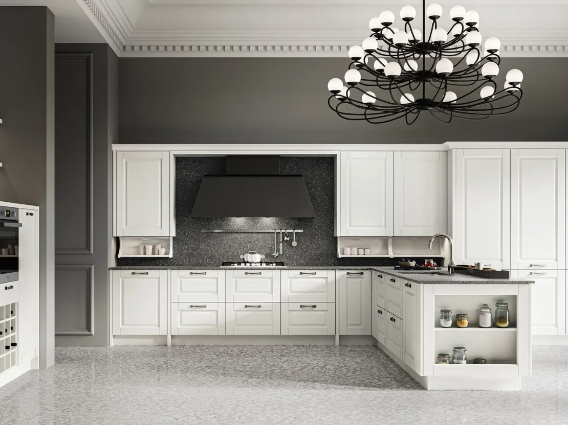 Cucina Classica in laccato a poro aperto con penisola Asolo di Arredo3