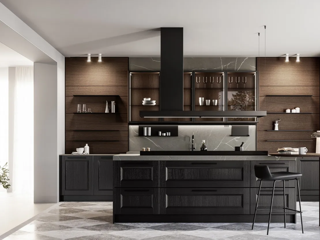 Cucina Classica in laccato a poro aperto con isola Gioiosa di Arredo3