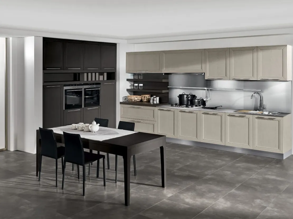 Cucina Classica lineare Itaca in Frassino massello decapè e laccato a poro aperto di Arredo3