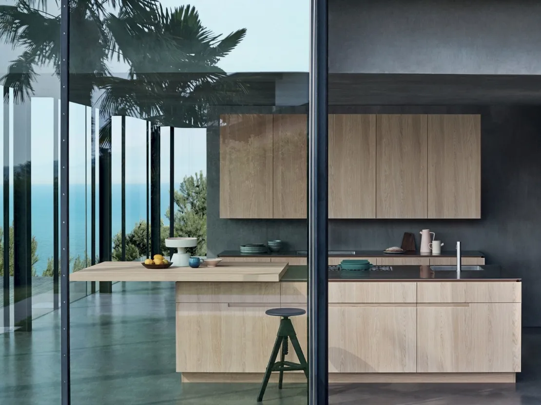 Cucina Design N_Elle Living by the sea  in essenza di Rovere Nordico di Cesar