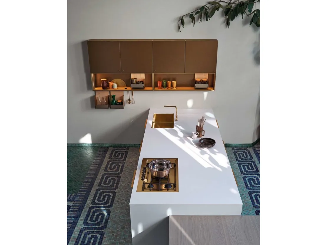 Cucina Design lineare Maxima 2-2 Stilish Flare con top in Fenix Bianco Kos di Cesar