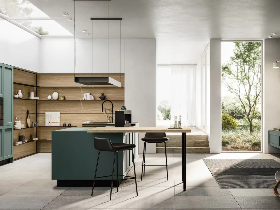 Cucina Moderna in Pet e laminato con isola Alma di Arredo3