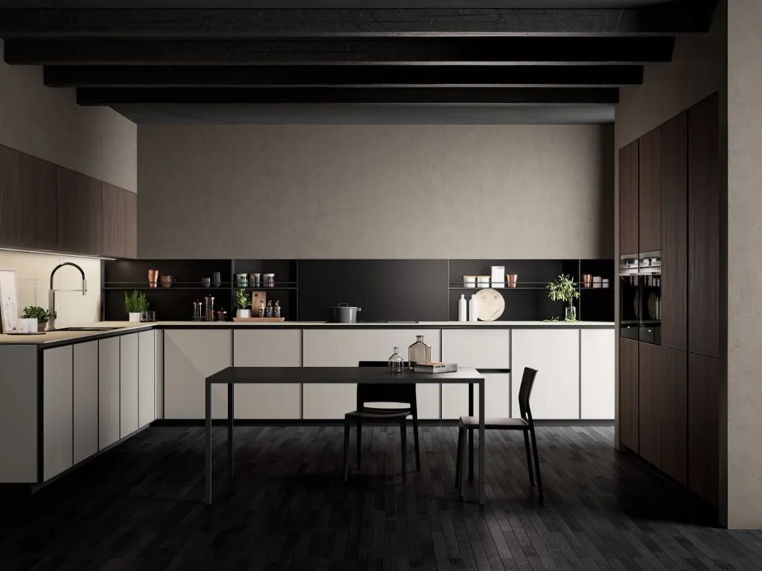 Cucina Moderna angolare Kronos in vetro Nebbia opaco di Arredo3