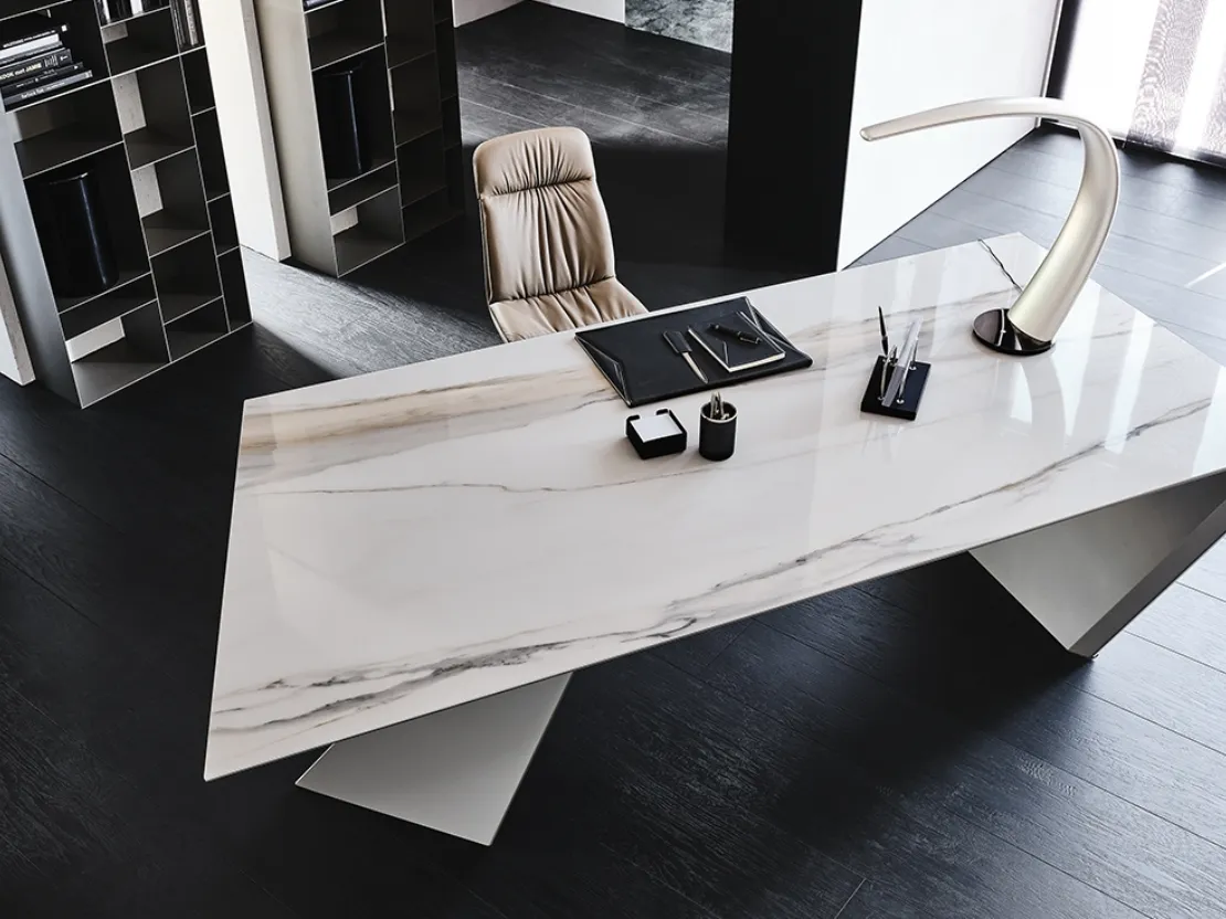 Scrivania direzionale in ceramica Nasdaq Keramik di Cattelan Italia
