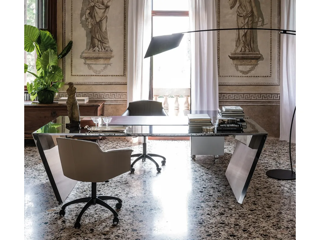 Scrivania Direzionale in acciaio inox Vega di Cattelan Italia